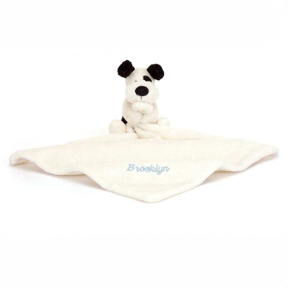 Personalised Bashful Black & Cream Puppy Soother - Caitly