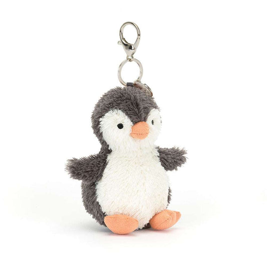 Jellycat Peanut Penguin Bag Charm featuring a cute, plush penguin design with a small clip for attaching to bags or backpacks.