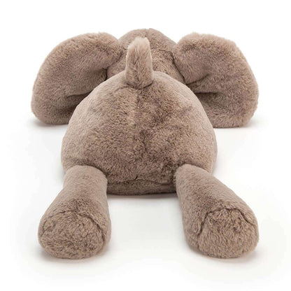 Soft Jellycat Smudge Elephant plush toy, cuddly jellycat play animal with grey fur and floppy ears, perfect for children.