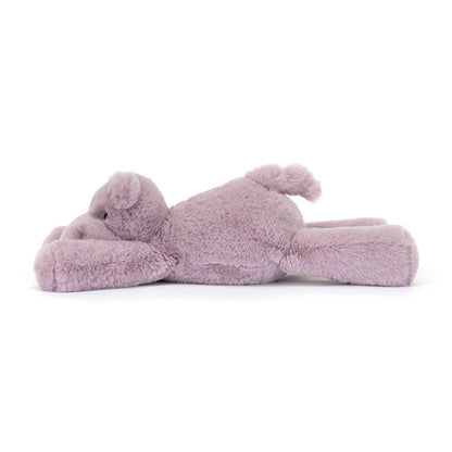 Jellycat Smudge Hippo Tiny plush toy with soft gray fur and cute facial features, ideal for cuddling and play.