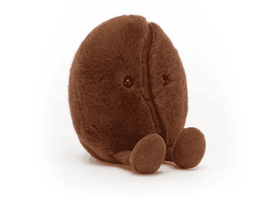 Jellycat Amuseables Coffee Bean plush toy with soft, fuzzy texture and cute coffee bean shape, ideal for cuddling or as a decorative piece.