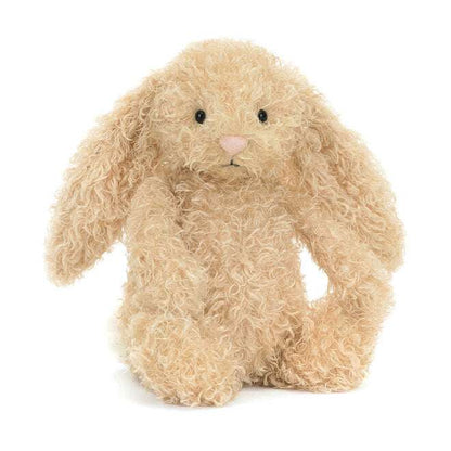 Jellycat Bashful Luxe Bunny Curly Original plush toy with soft curly fur and adorable facial features, ideal for cuddling.