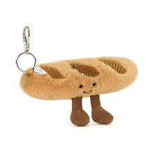 Jellycat Amuseables Baguette Bag Charm in playful jellybean design with colorful, soft plush details.