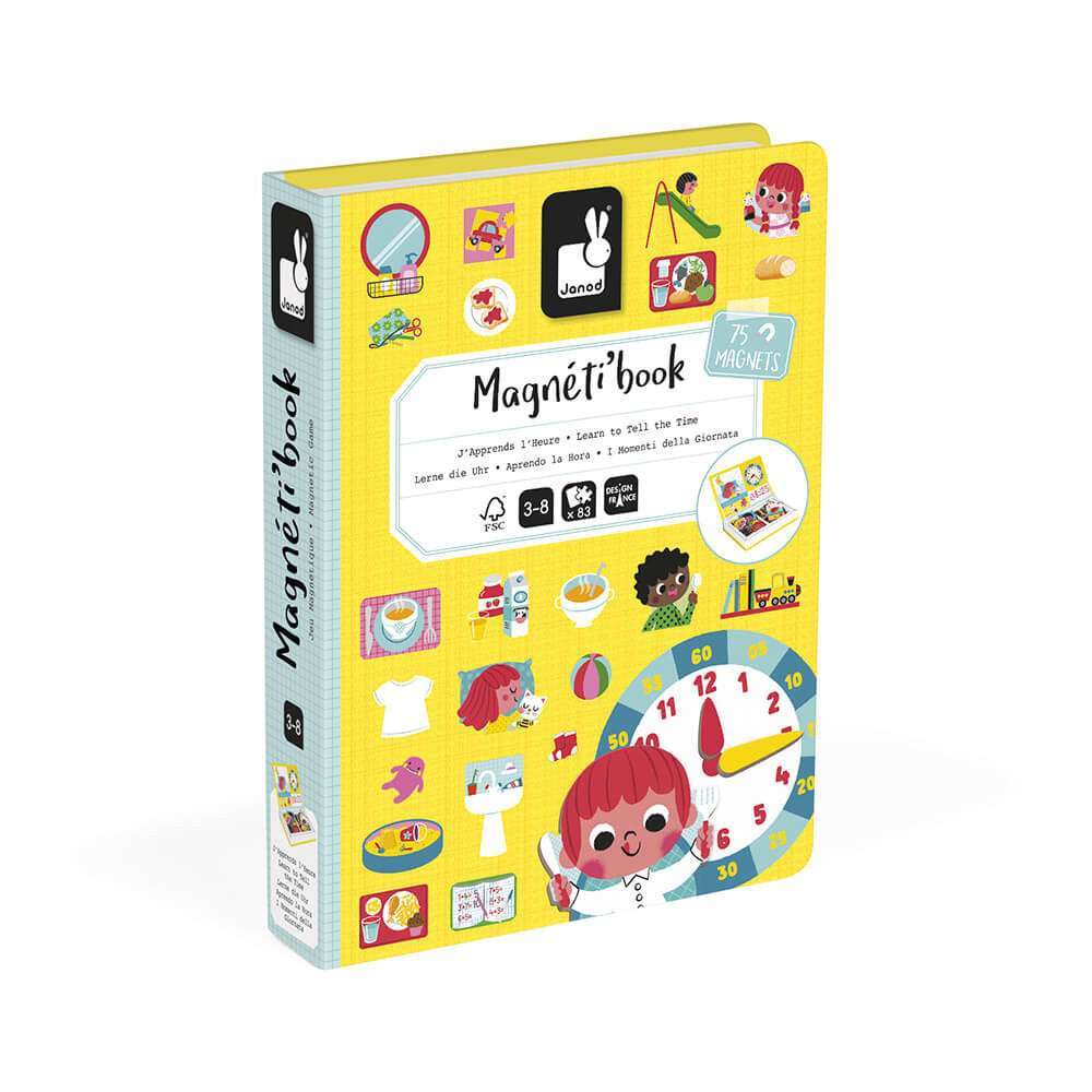 Janod Learn To Tell the Time Magneti'Book Jelly cat