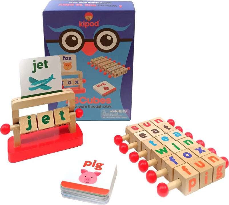 Kipod ABCubes Montessori Reading Blocks Jelly cat