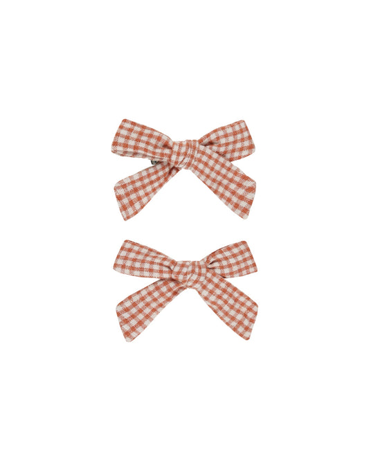 Rylee + Cru Bows, Set of 2 || Poppy Gingham - Caitly