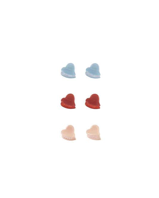 Rylee + Cru Heart Mini Clips || Light Blue, Poppy, Shell - Caitly