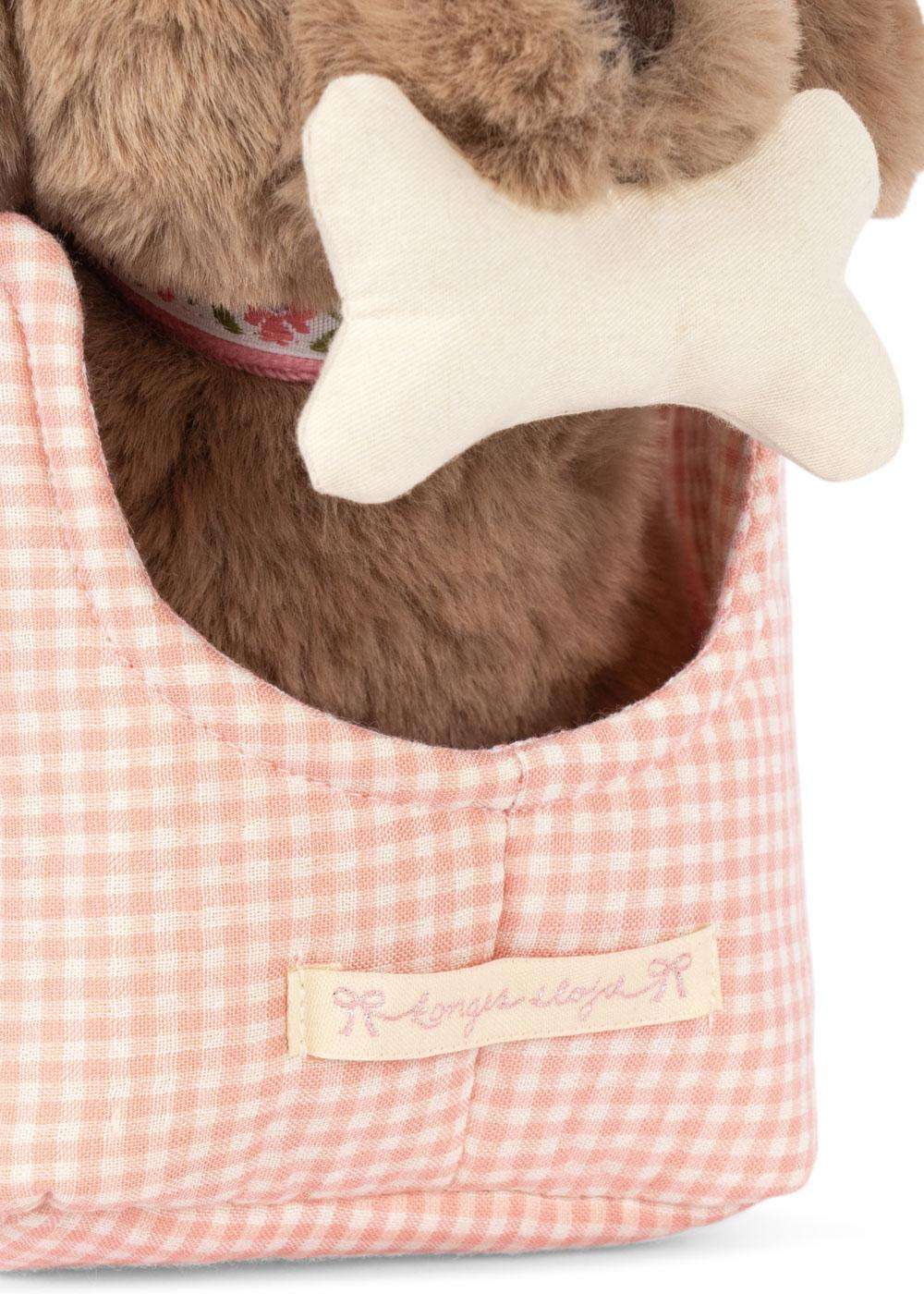 Konges Slojd Maude Puppy play toy, soft fabric stuffed animal with floppy ears and cute facial features for children.