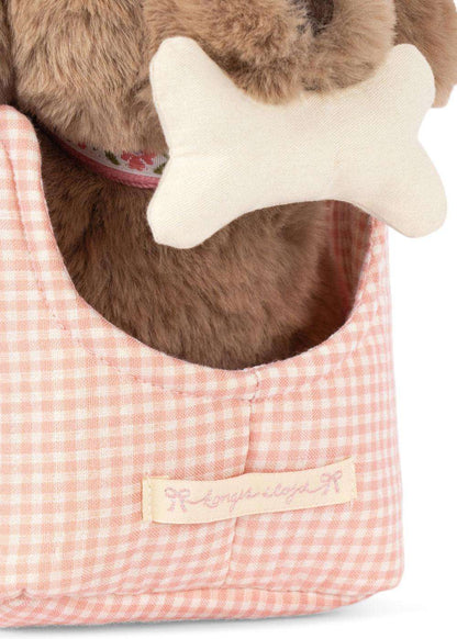 Konges Slojd Maude Puppy play toy, soft fabric stuffed animal with floppy ears and cute facial features for children.