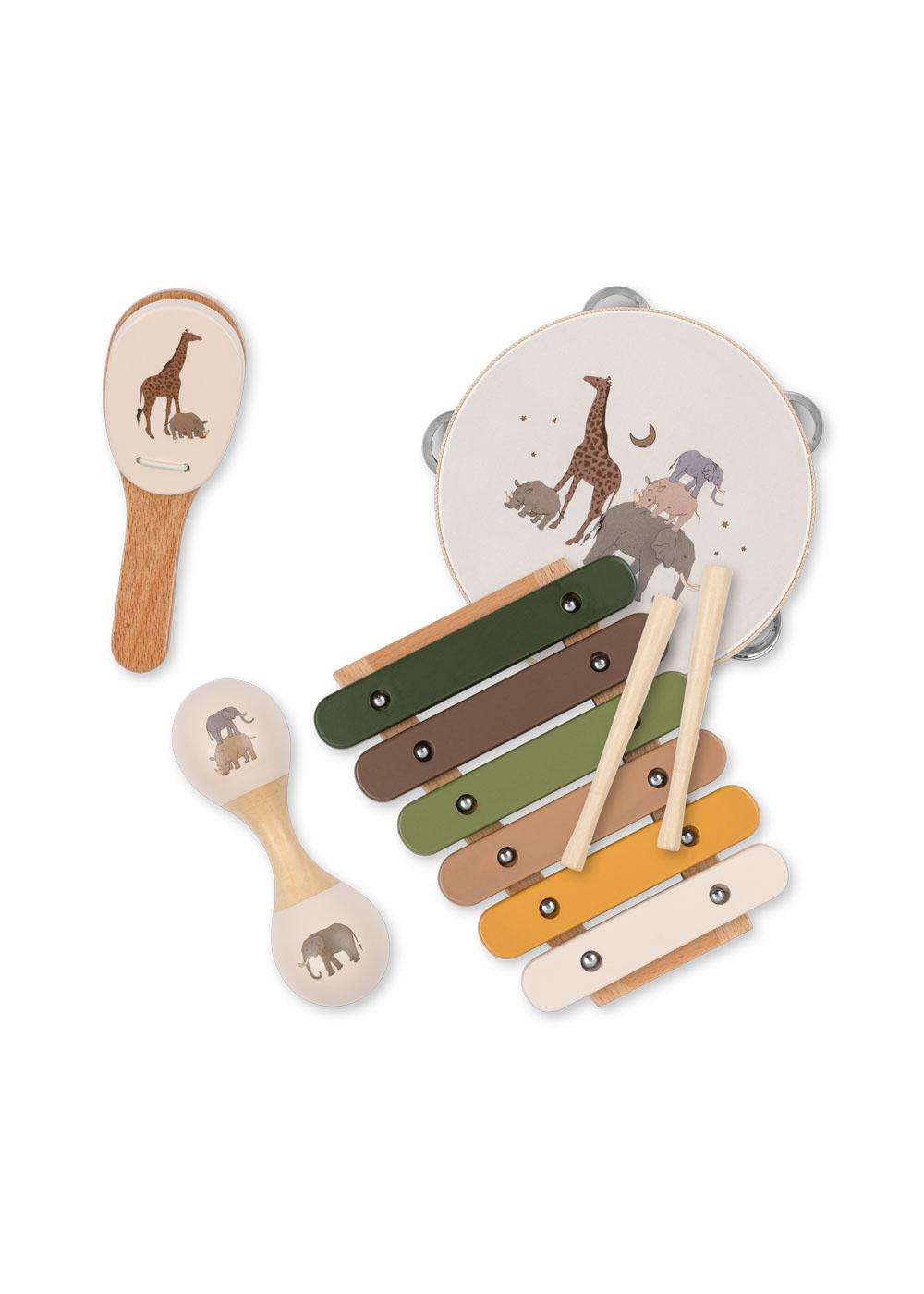 Konges Slojd Safari Wooden Music Set Jelly cat